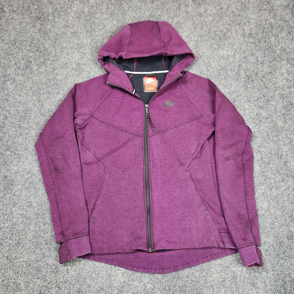 Nike Jacket Womens Small Tech Fleece‎ Windrunner Full Zip Hoodie Purple 683794